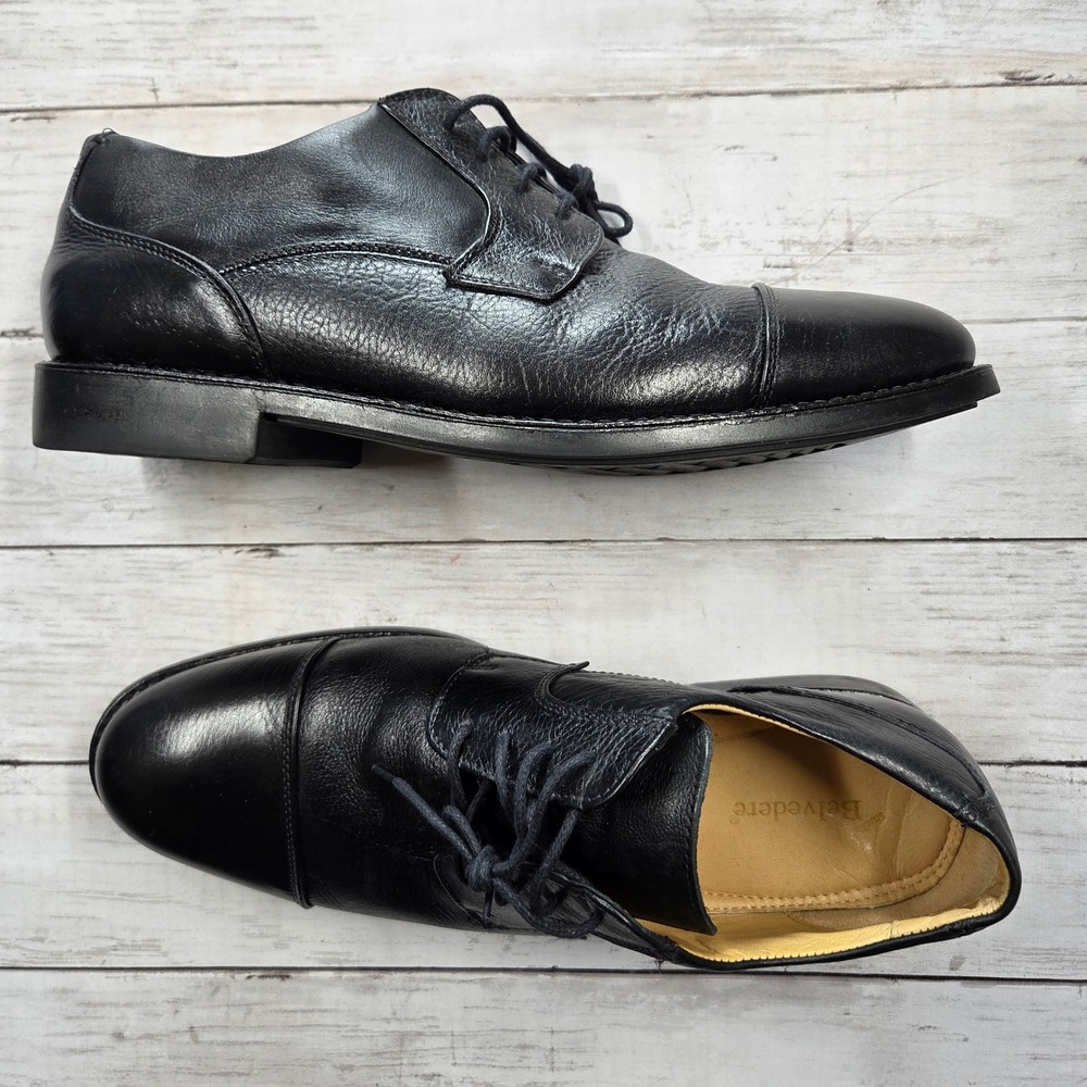 Belvedere Duke Cap Toe Oxford Mens 12 EEE Black Leather Derby Dress Shoes Brazil